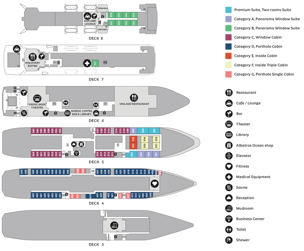 Deck plan of  MS Ocean Atlantic