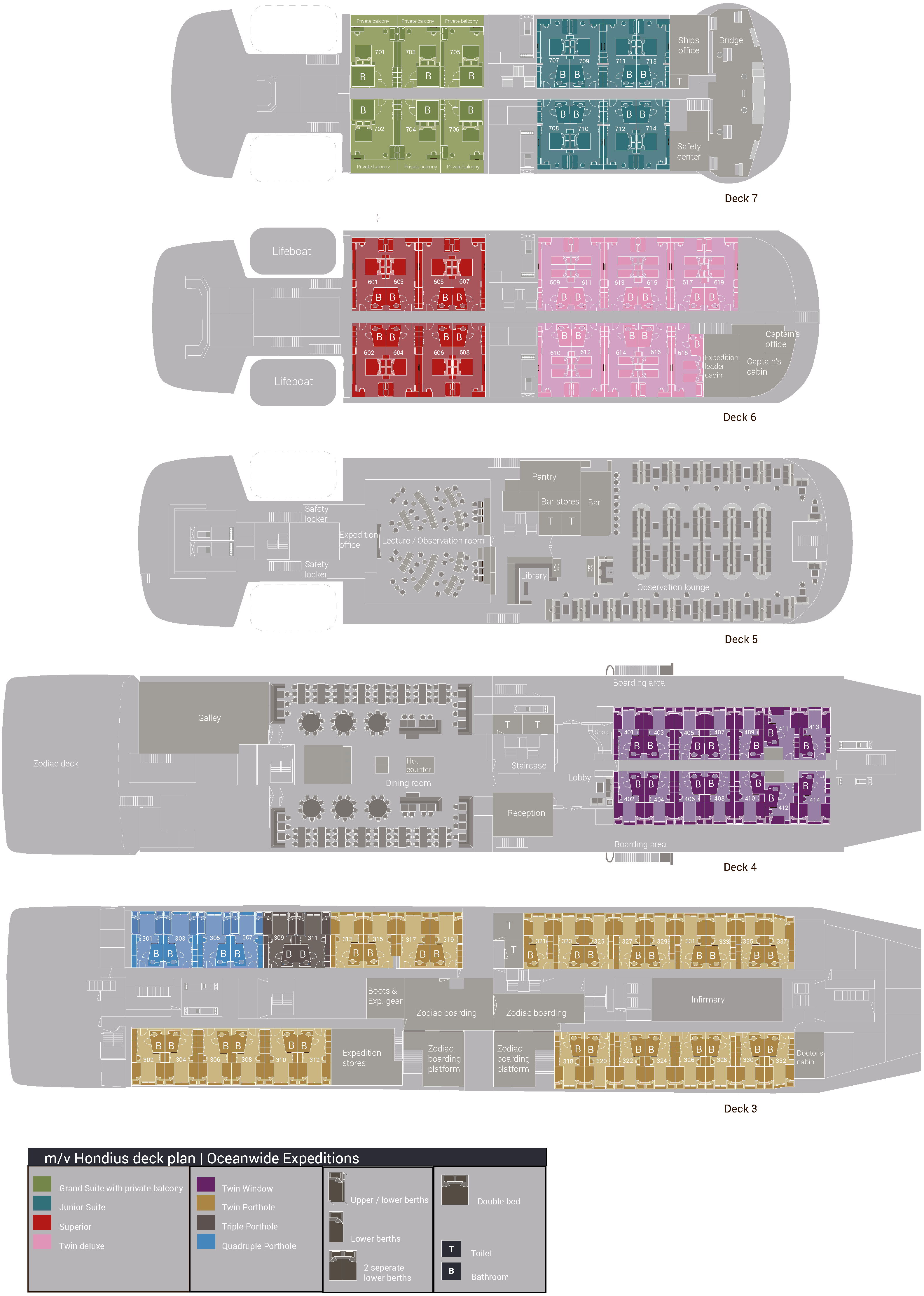 Deck plan of  MS Hondius