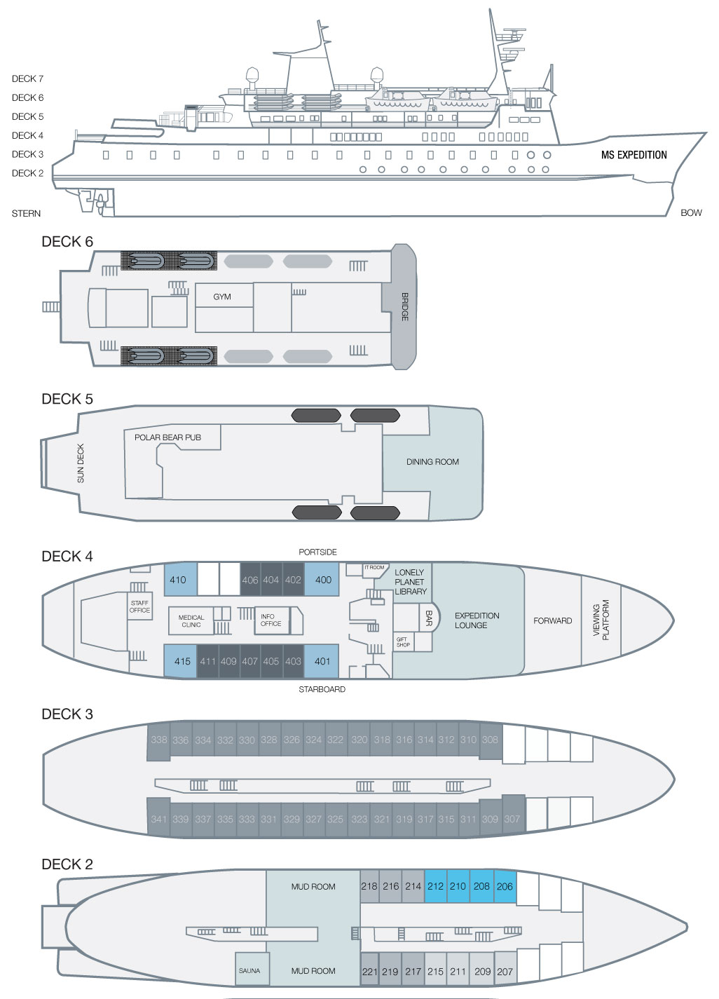 Deck plan of  MS Expedition