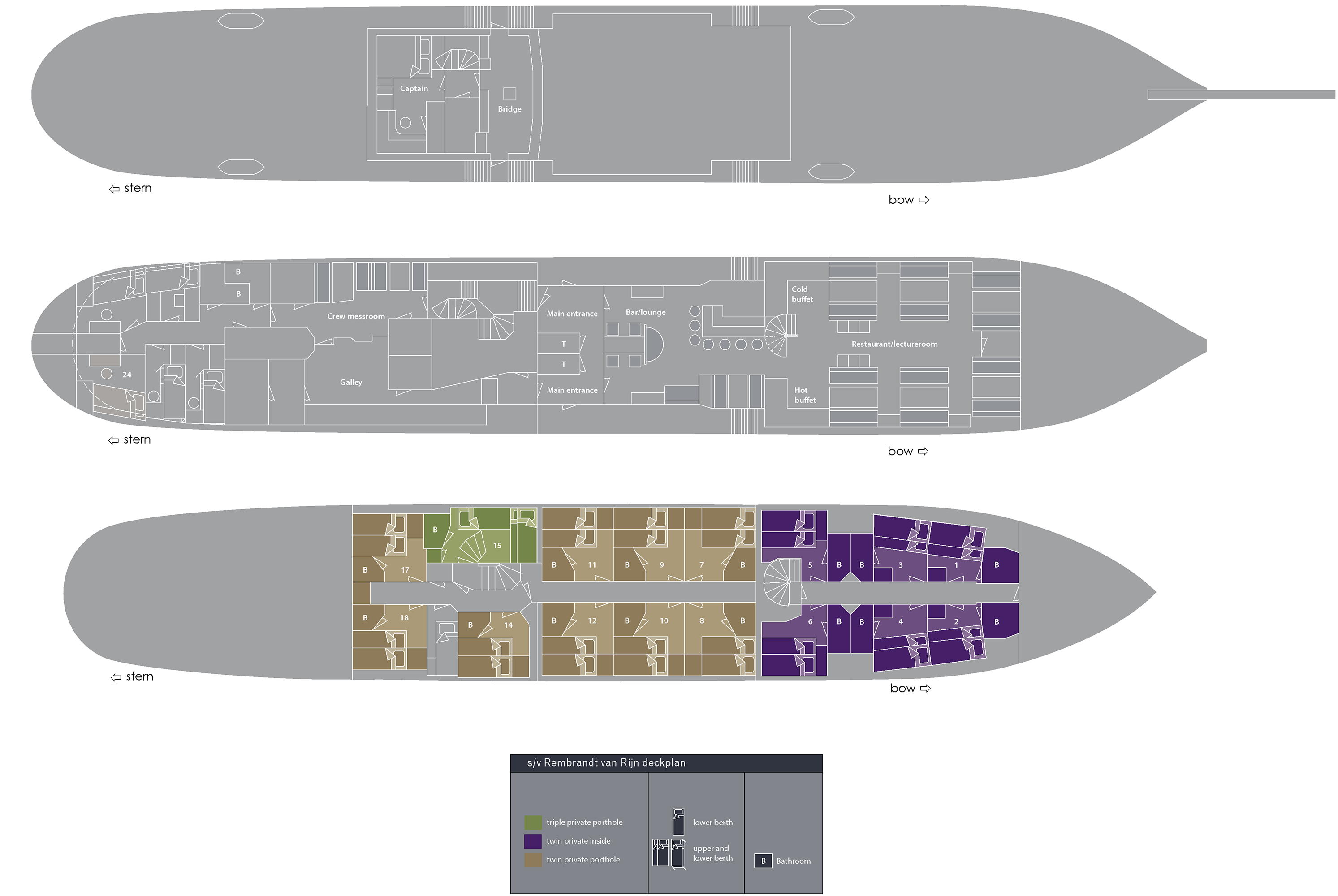 Deck plan of  Segelschiff Rembrandt van Rijn