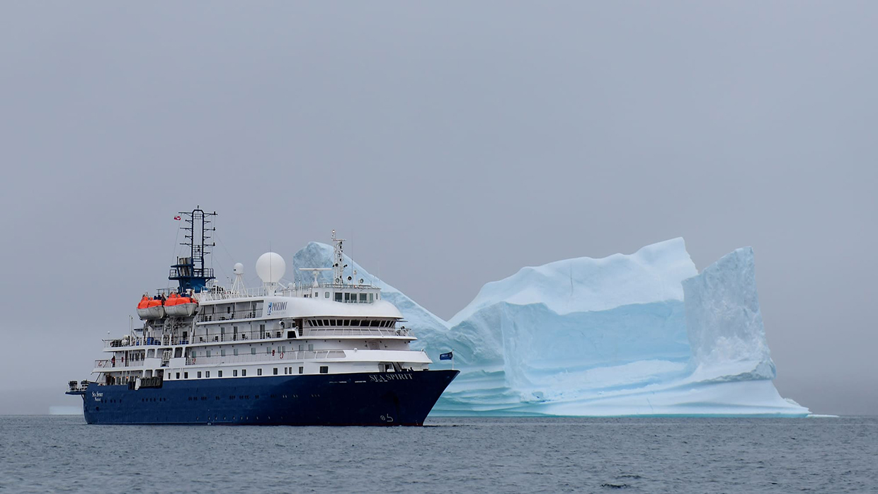 MV Sea Spirit next to an Iceberg