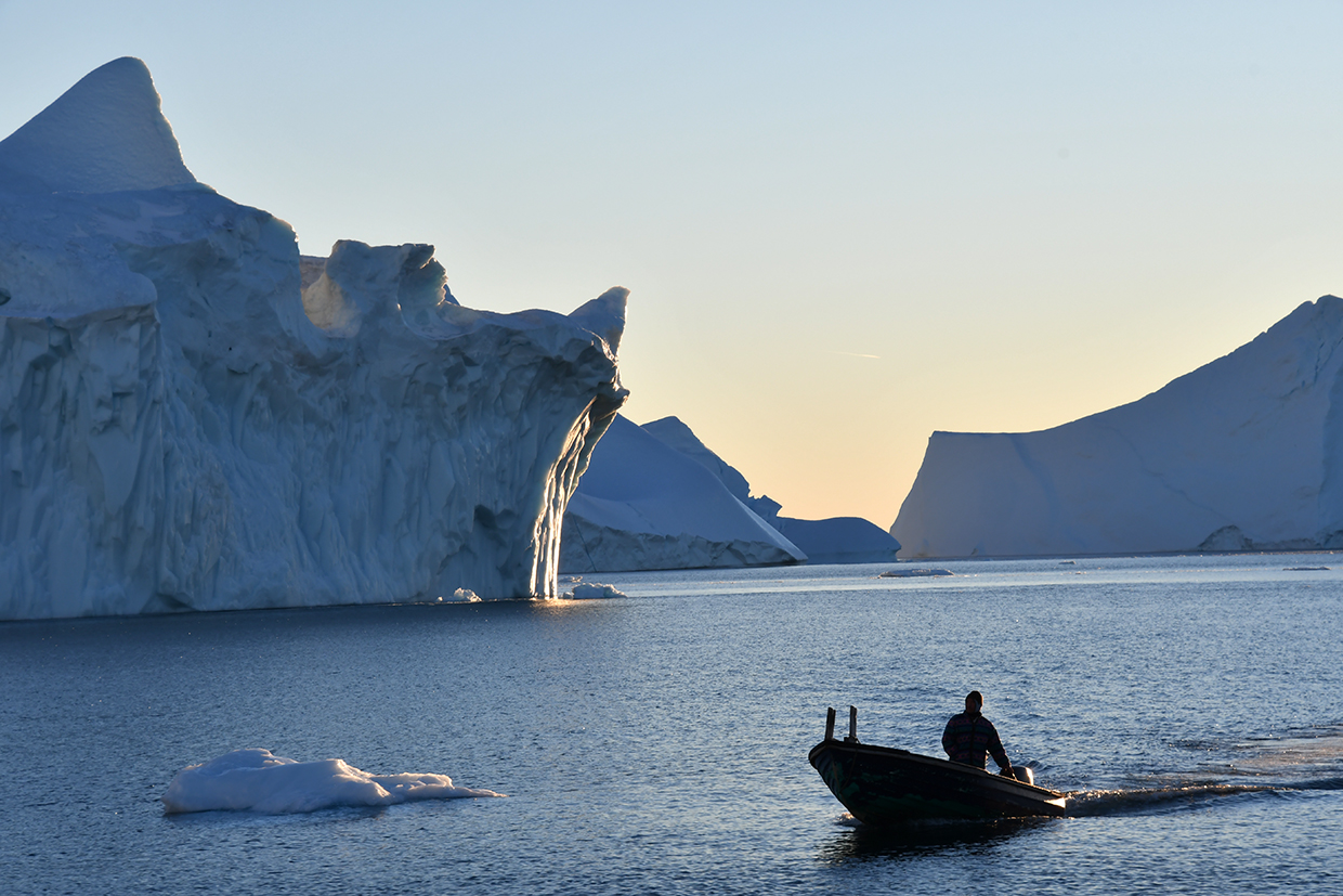 On the way with a boat in Greenland